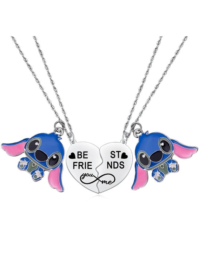 Barakah Best Friend Stitch Necklace, Friendship Matching Heart Necklace for 2 Girls, Lilo and Stitch Jewelry for Friends - Image 1